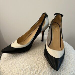 Kate Spade Black & Ivory Cap Toe Slingback Pumps - US 7.5